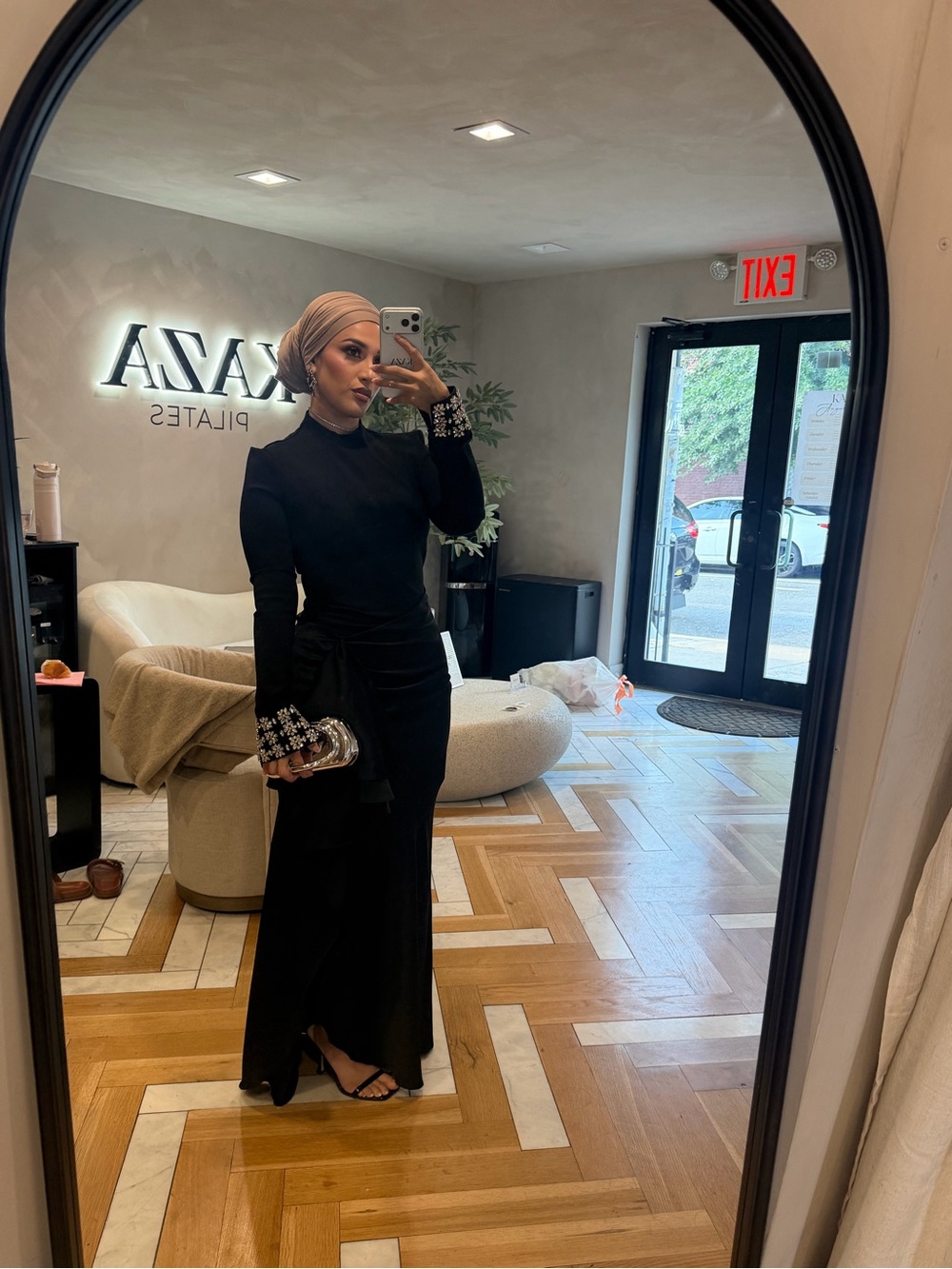 Club L London Black Long Sleeve Maxi Dress with Embellished Cuffs - Picture 3 of 3